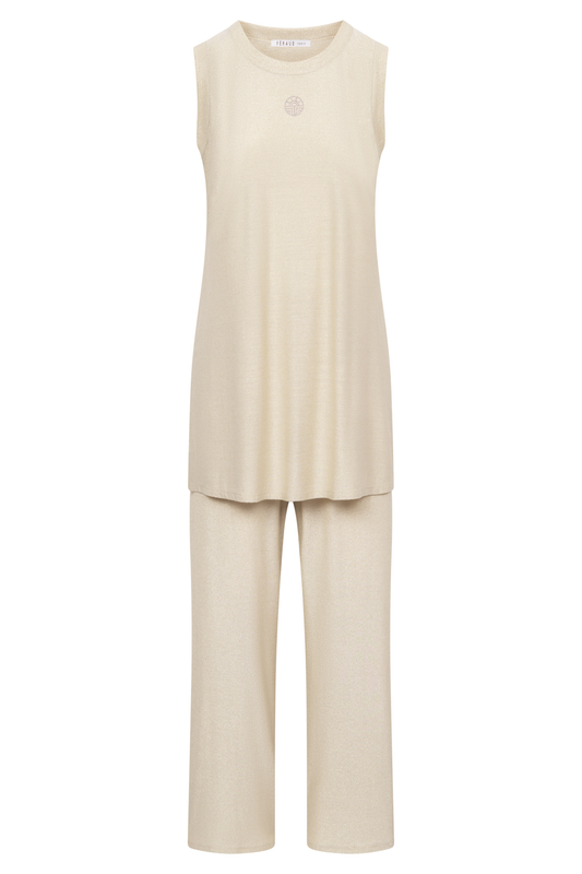 Féraud Pyjamas front view in Shine Gold