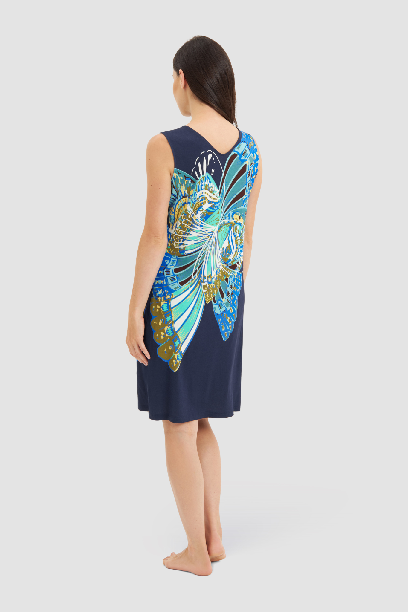 Féraud Beach Dress back view in Butterfly Print