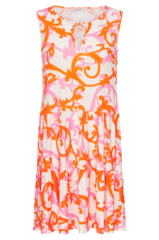 Féraud Beach Dress front view in Ornamental Print