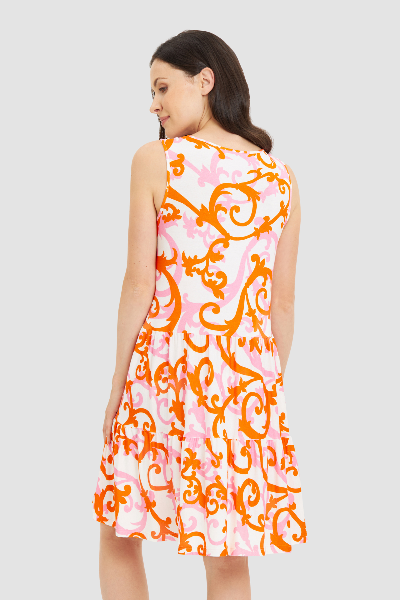 Féraud Beach Dress back view in Ornamental Print