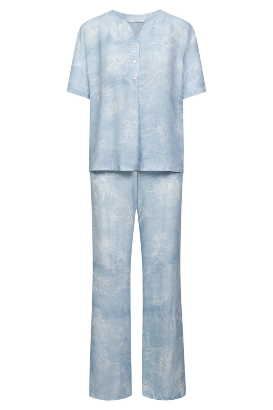 Féraud Pyjamas front view in Denim Flowers