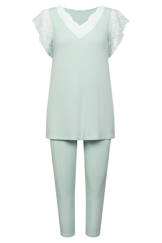 Féraud Pyjamas front view in Light Jade