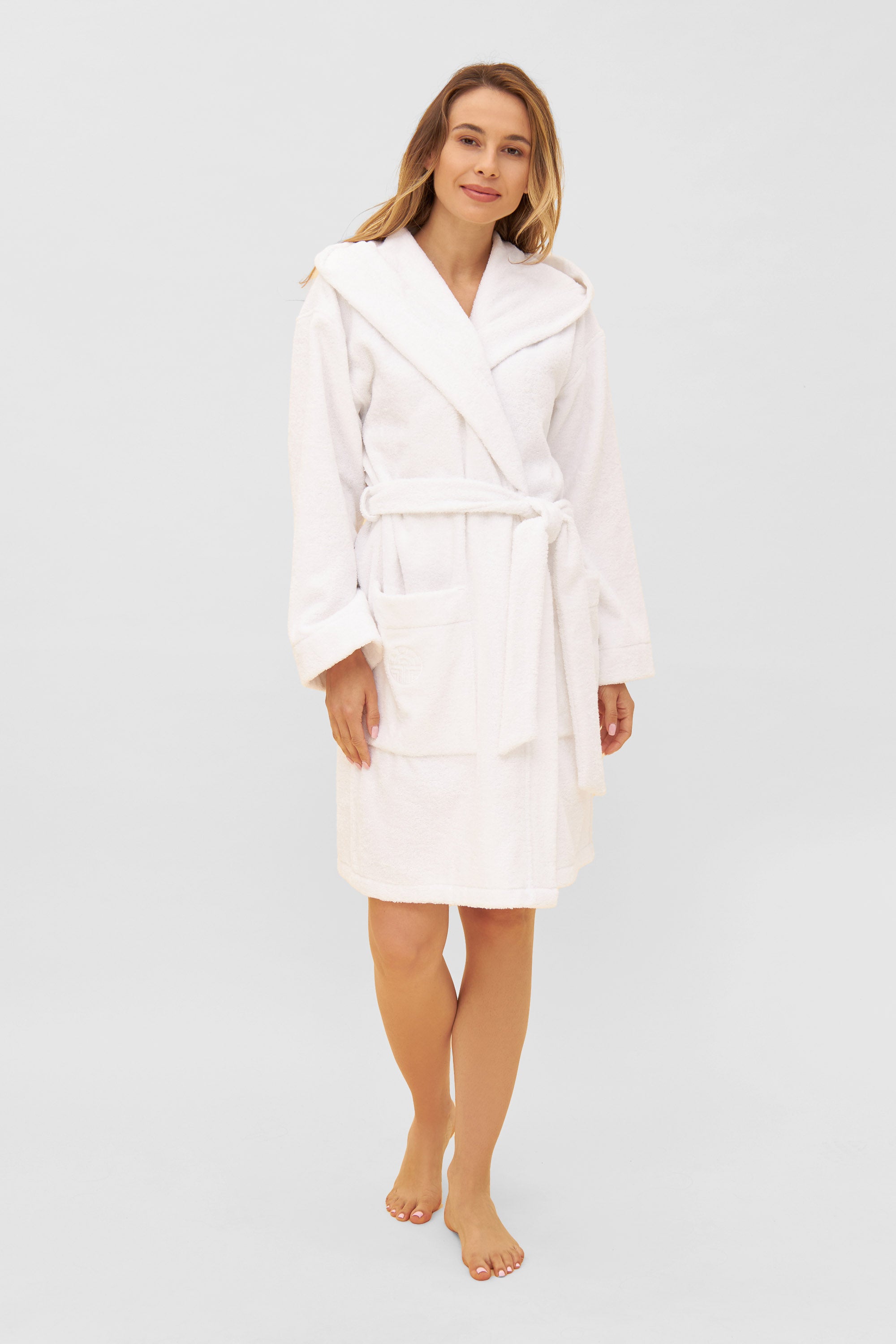 Feraud Robe, 1/1 Sleeve, Wrap-Around, Hooded, P (3881735) White