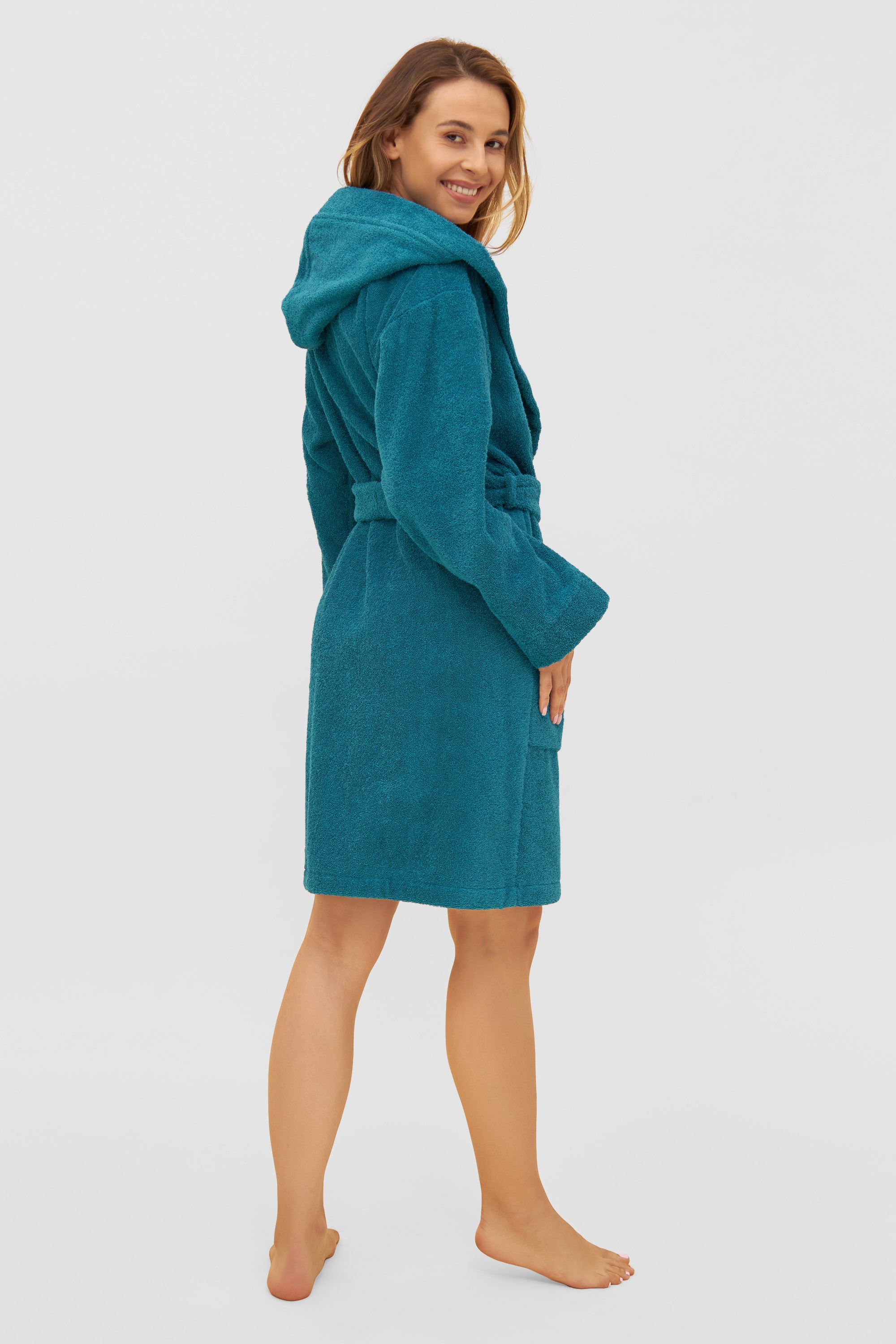 Feraud Robe, 1/1 Sleeve, Wrap-Around, Hooded, P (3881735) Emerald