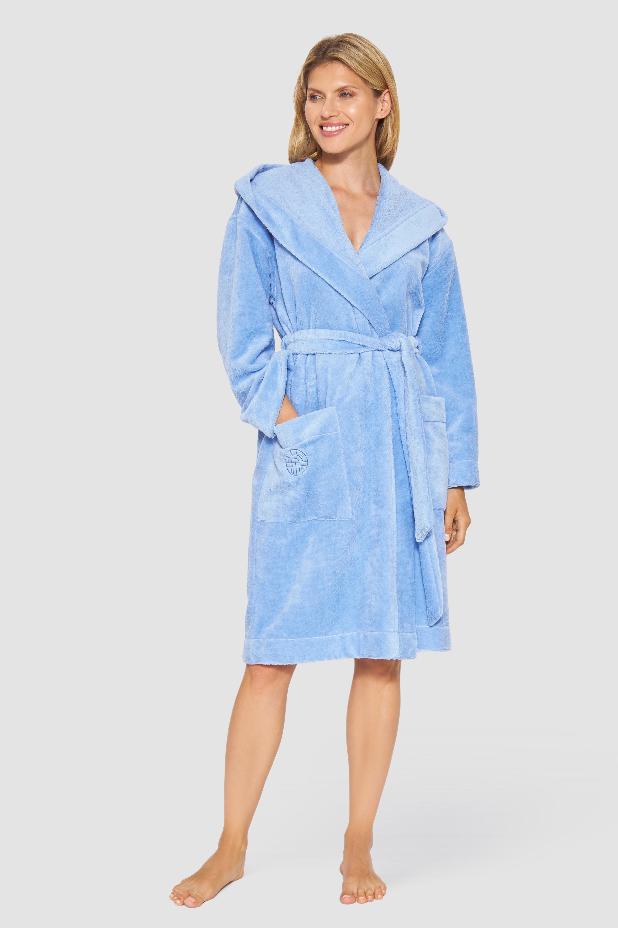 Feraud Robe, 1/1 Sleeve, Wrap-Around, Hooded, P (3881737) Smokey Blue