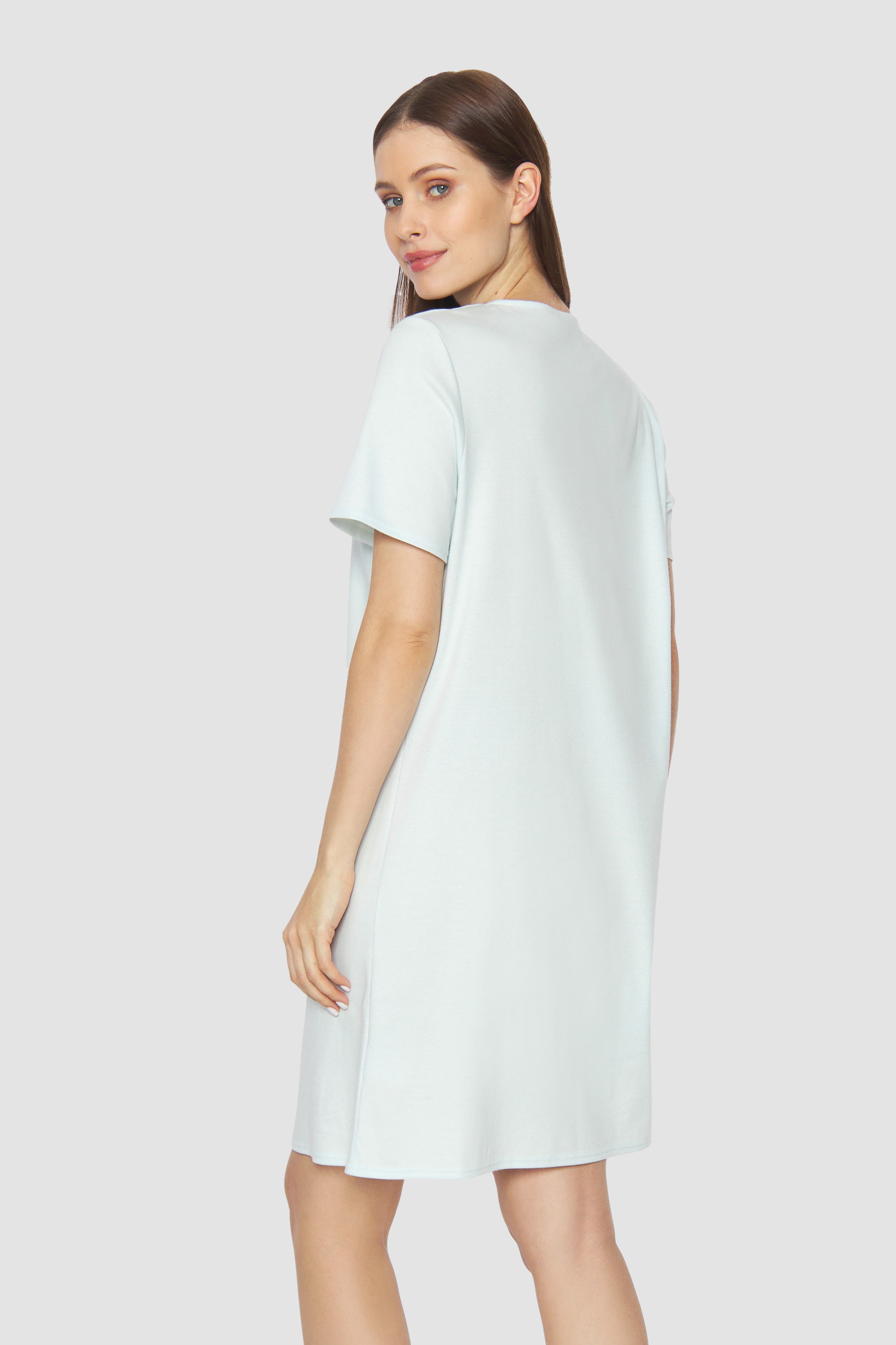 Feraud Night Dress, 1/2 Sleeve, Round Neck, Interlock (3883006) Light Jade