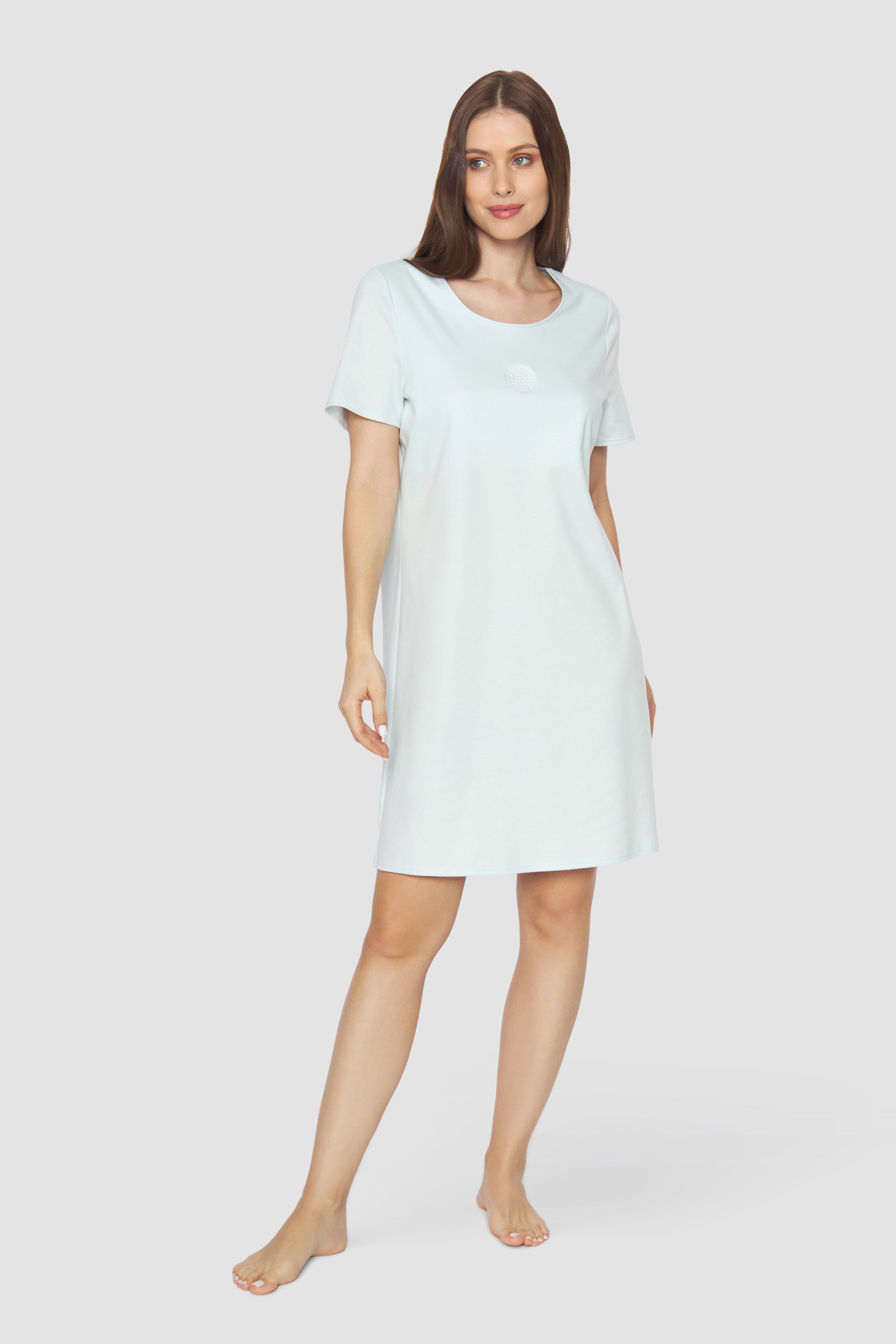 Feraud Night Dress, 1/2 Sleeve, Round Neck, Interlock (3883006) Light Jade