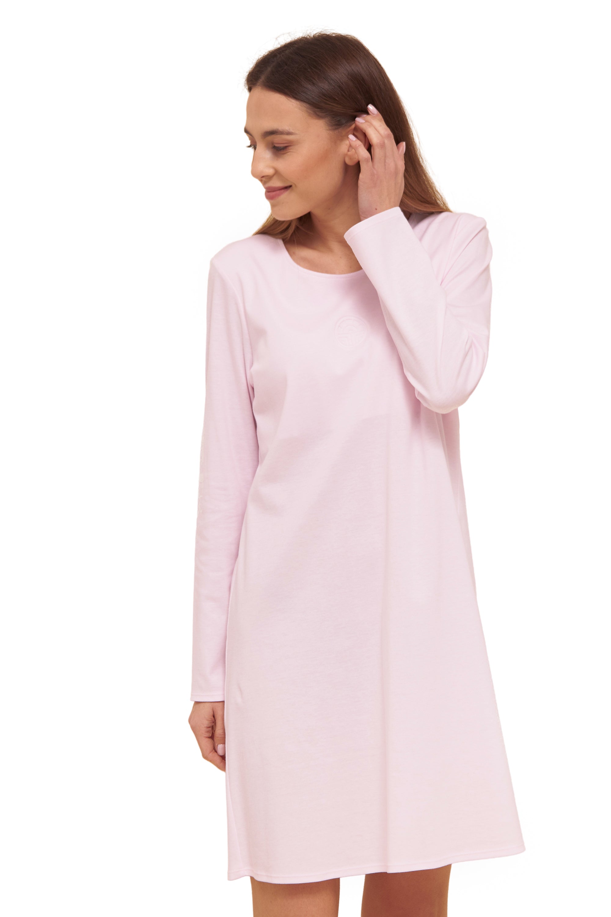 Feraud Night Dress, 1/1 Sleeve, Round Neck Interlock (3883011) Rose