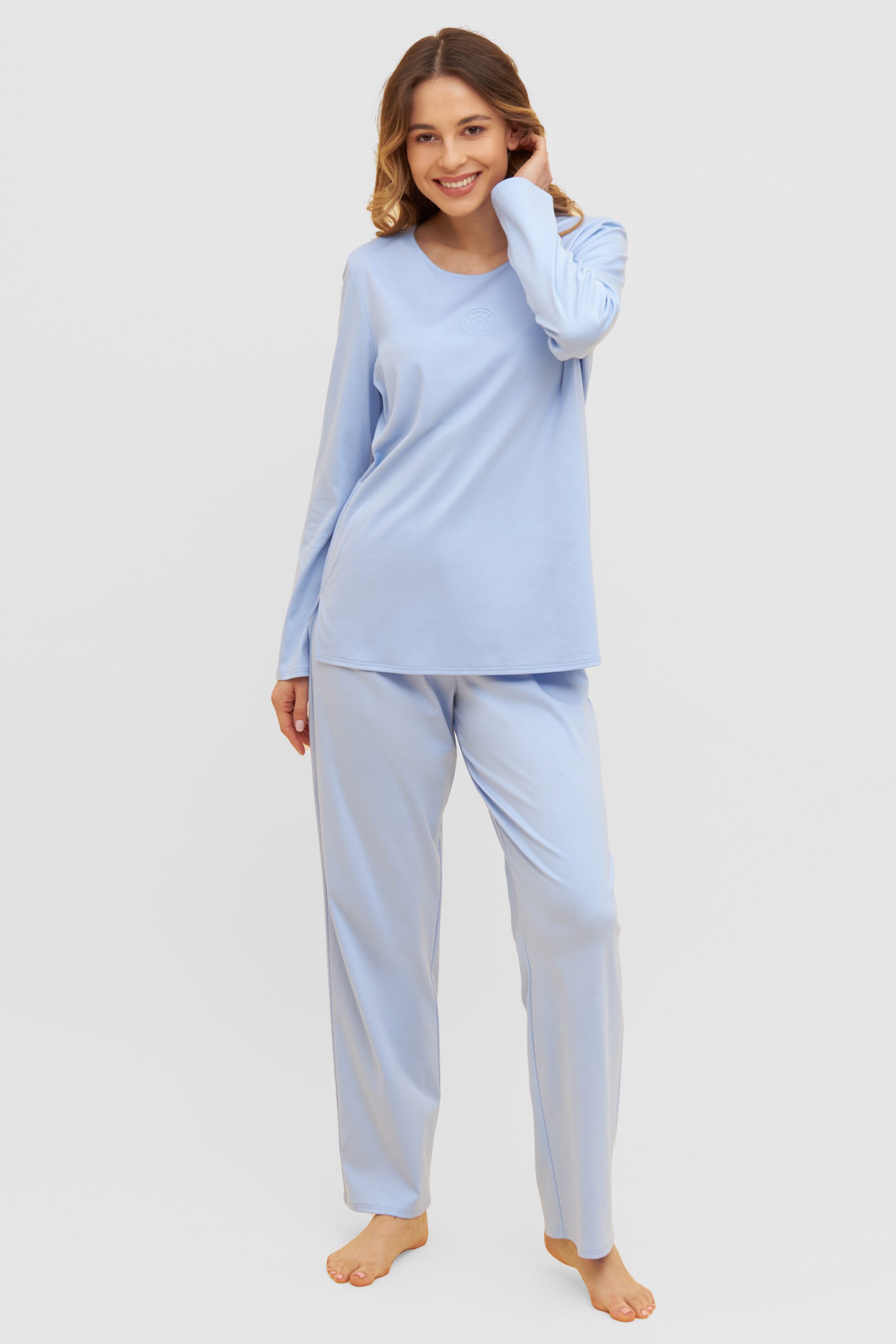 Feraud Pajama, 1/1 Sleeve, Pants 1/1, Round Neck In (3883013) Smokey Blue