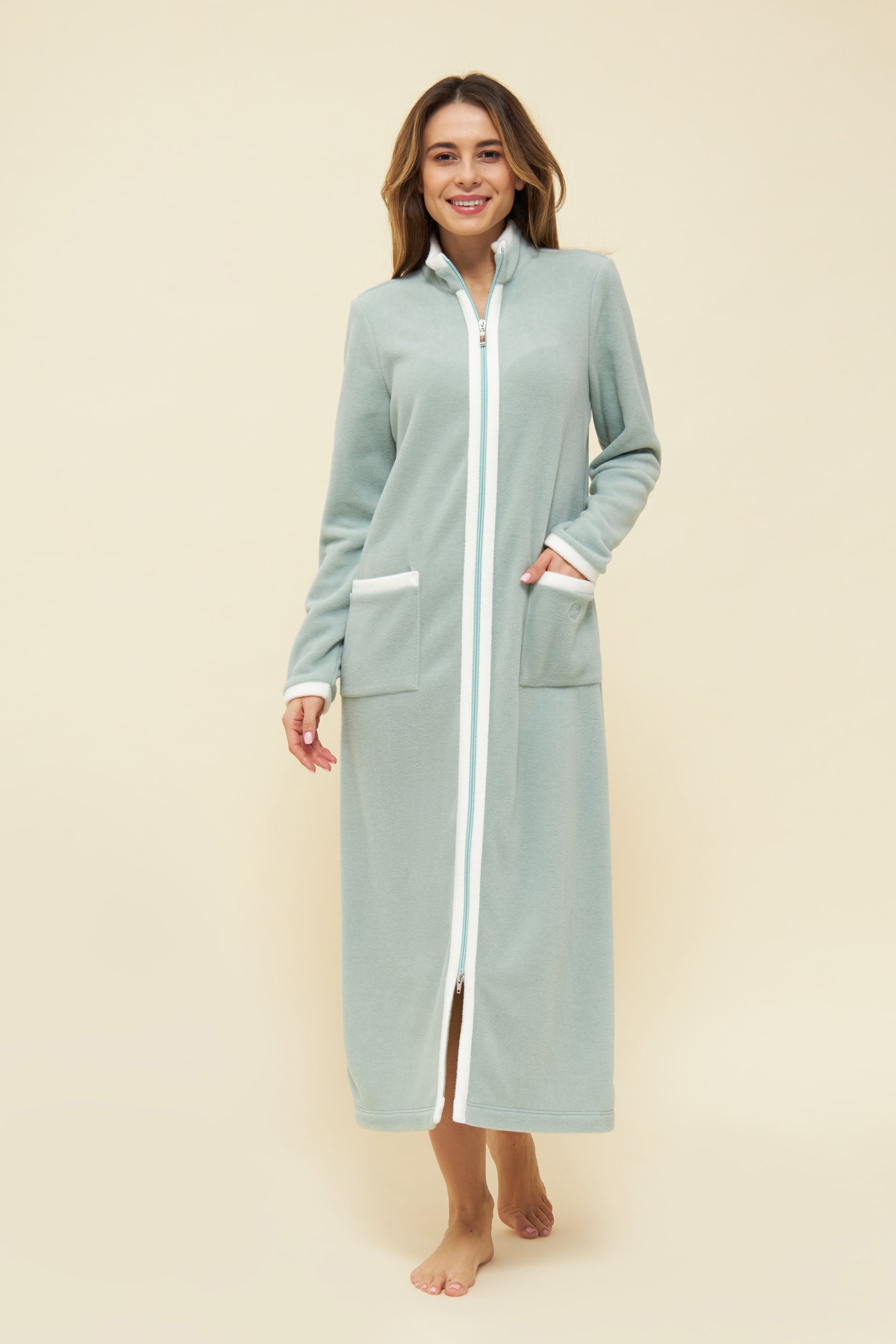 Feraud Robe, 1/1 Sleeve, Zipper Fleece, Nos (3883170) Milky Green