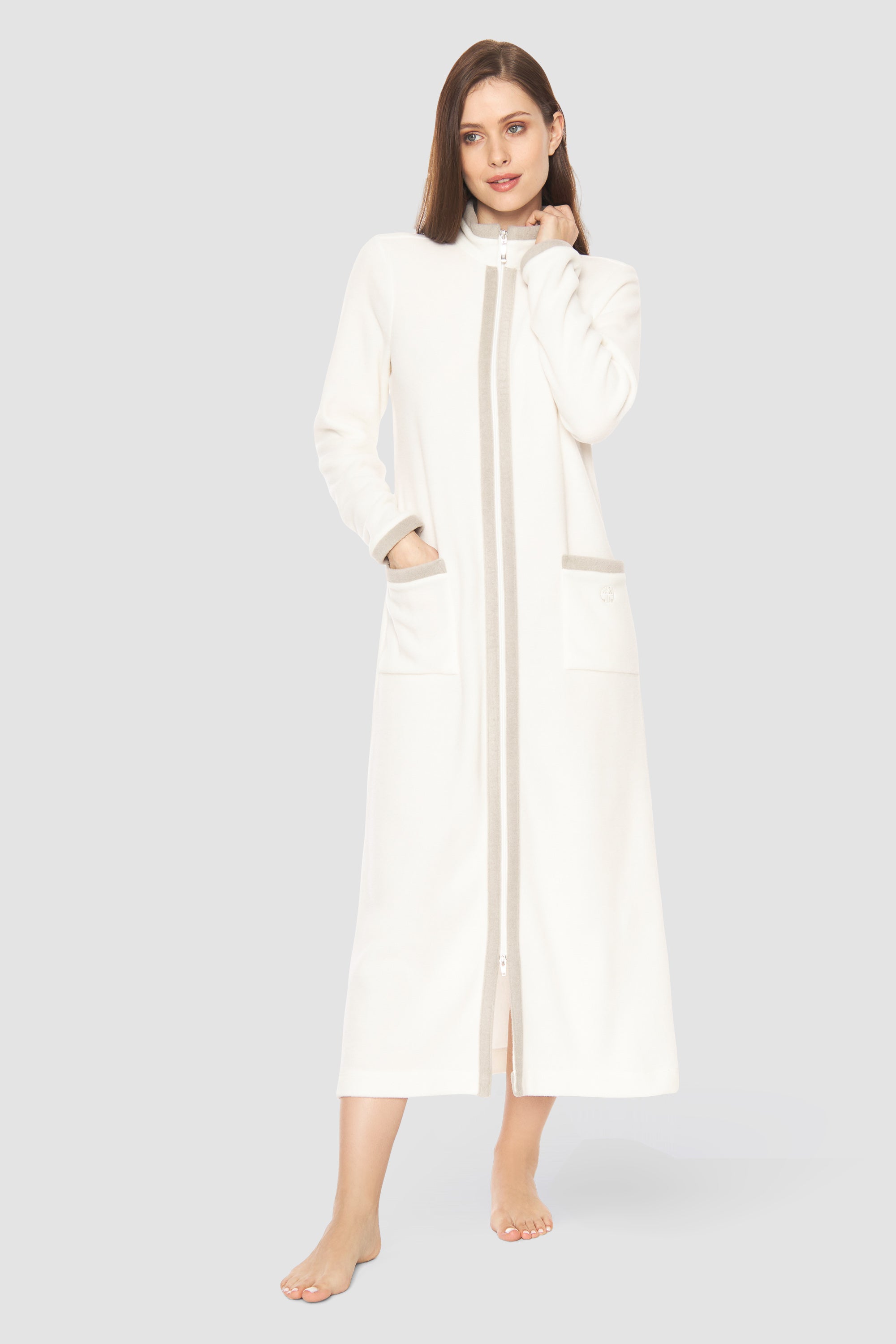 Feraud Robe, 1/1 Sleeve, Zipper Fleece, Nos (3883170) Ivory