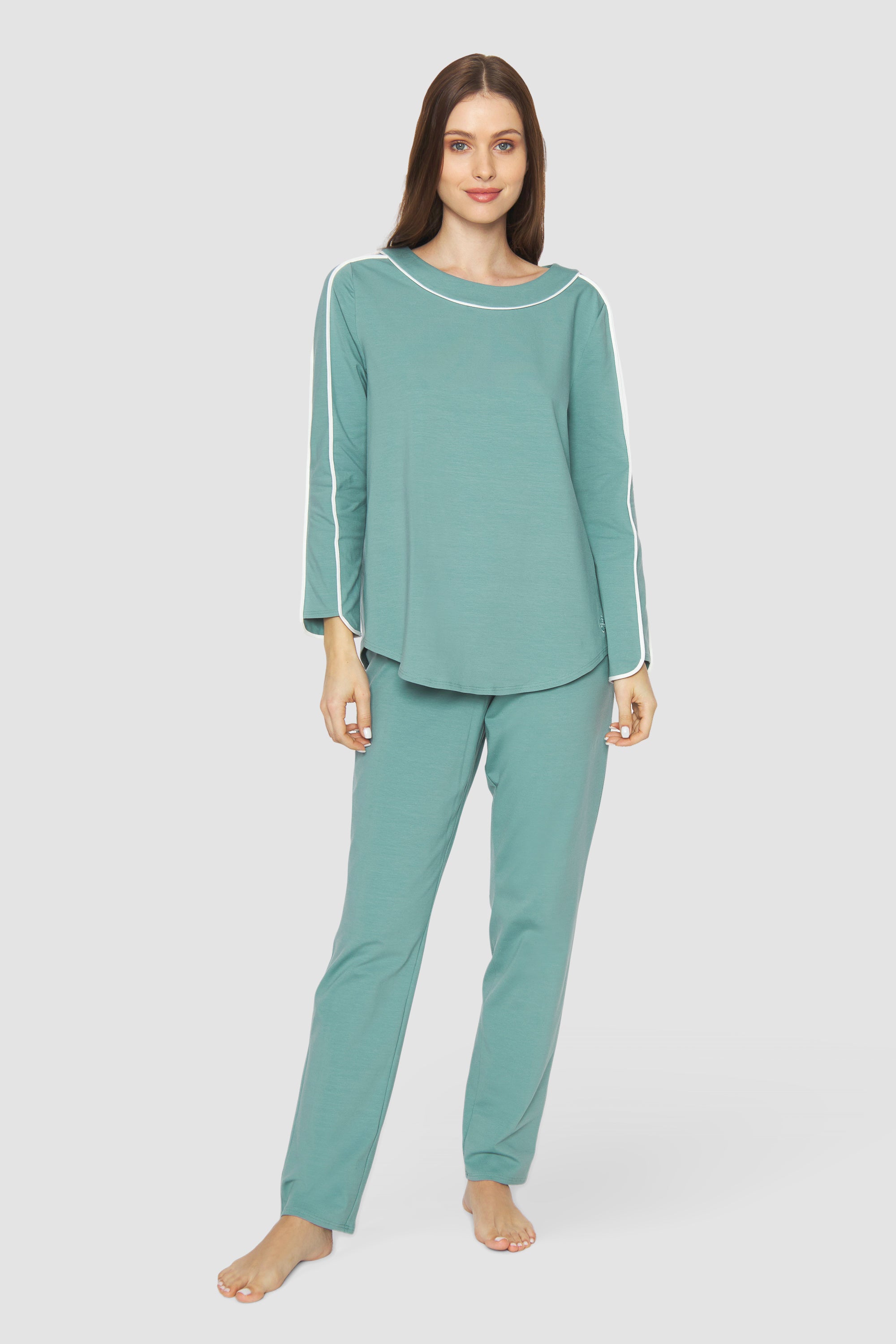Feraud Pajama, 1/1 Sleeve, Pants 1/1, Round Neck Pu (3883179) Dusty Jade