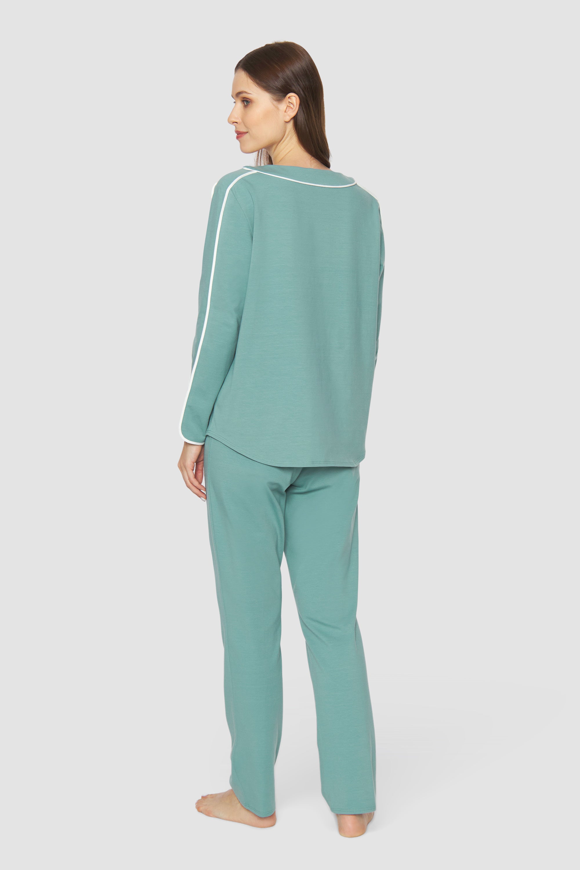 Feraud Pajama, 1/1 Sleeve, Pants 1/1, Round Neck Pu (3883179) Dusty Jade