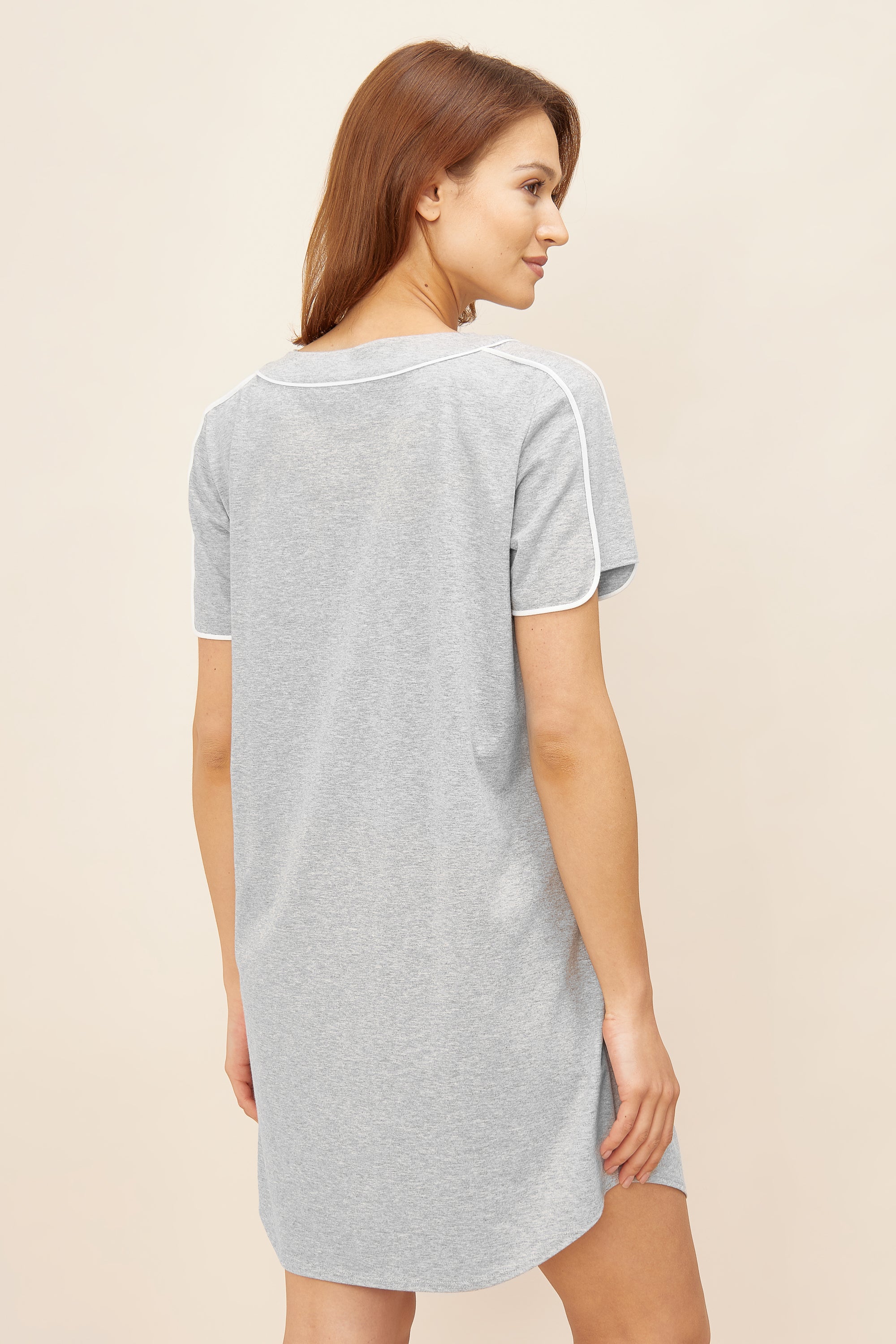 Feraud Night Dress, 1/2 Sleeve, Round Neck Pure Look (3884061) Heather Grey
