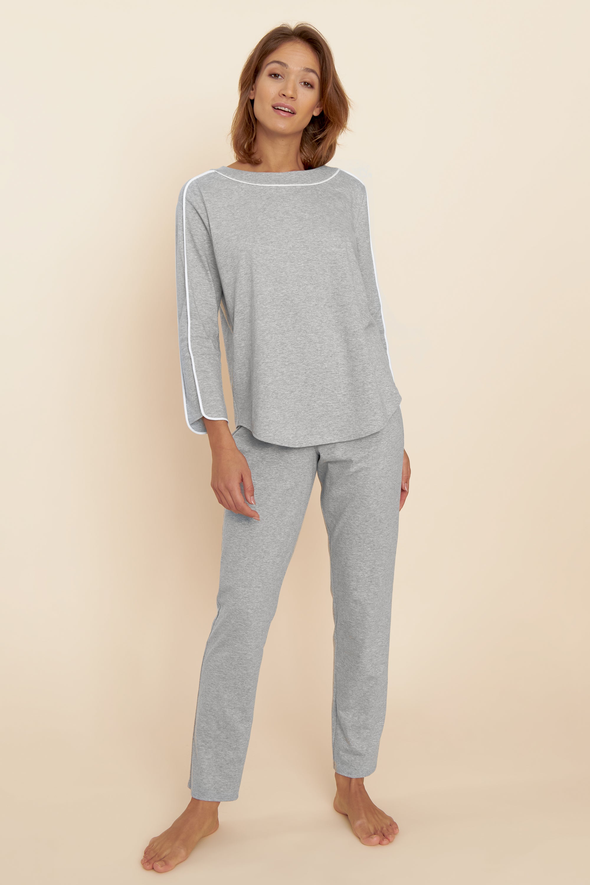 Feraud Pajama, 1/1 Sleeve, Pants 1/1, Round Neck Pu (3884074) Heather Grey
