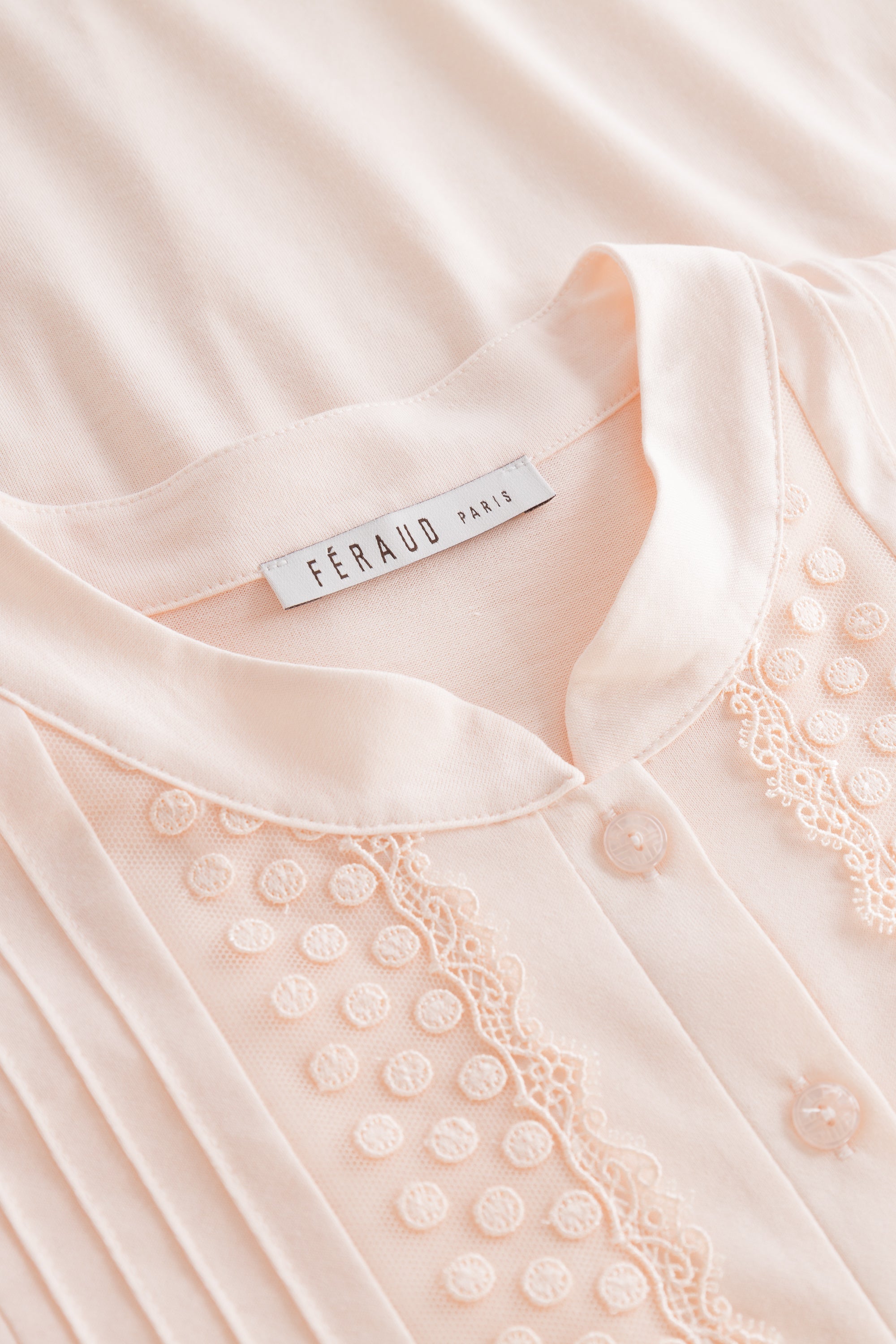 Feraud Night Dress, 1/2 Sleeve, Button Panel, Standing C (3884077) Peach
