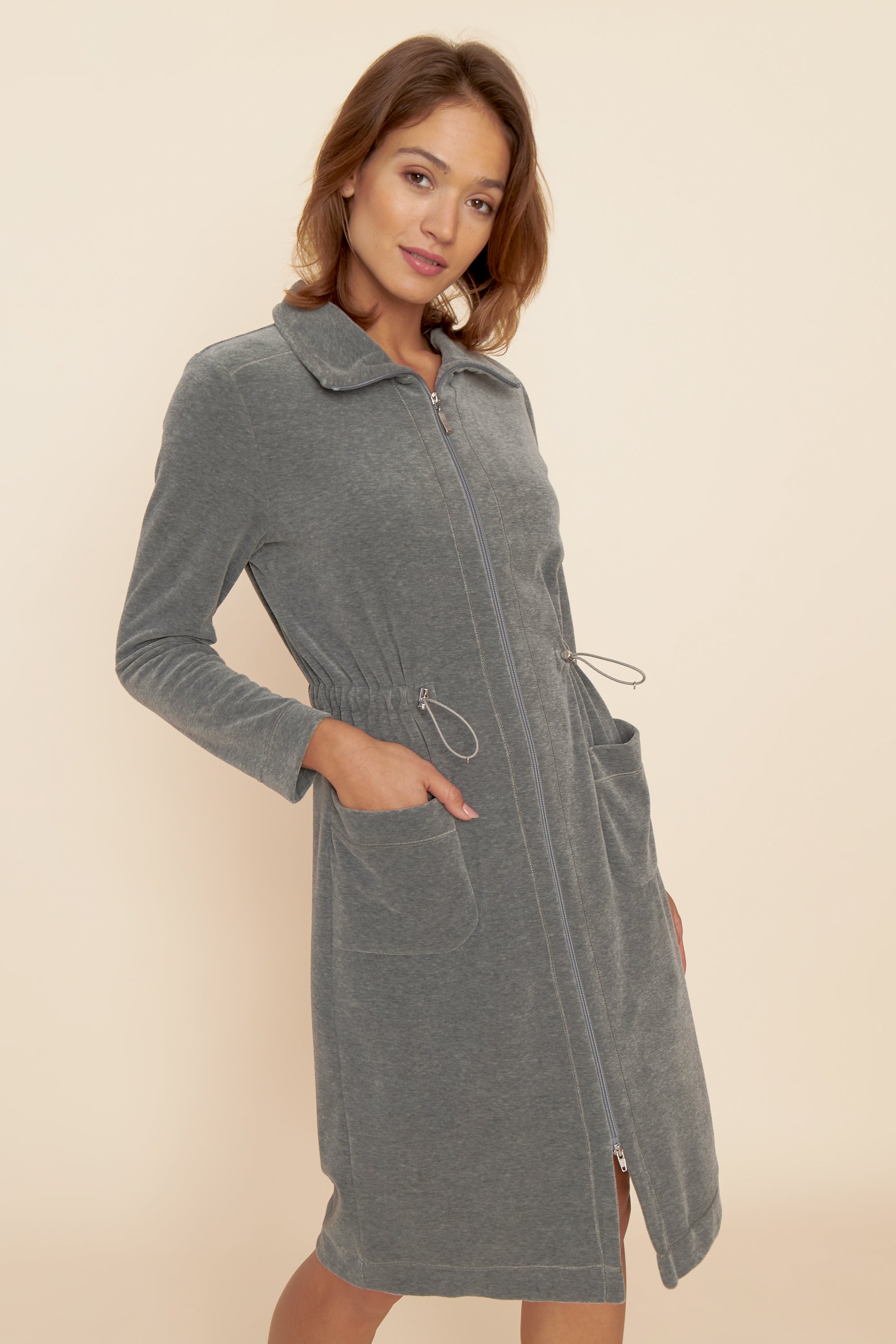 Feraud Robe, 1/1 Sleeve, Zipper, Pockets Heathe (3884139) Heather Dark Grey
