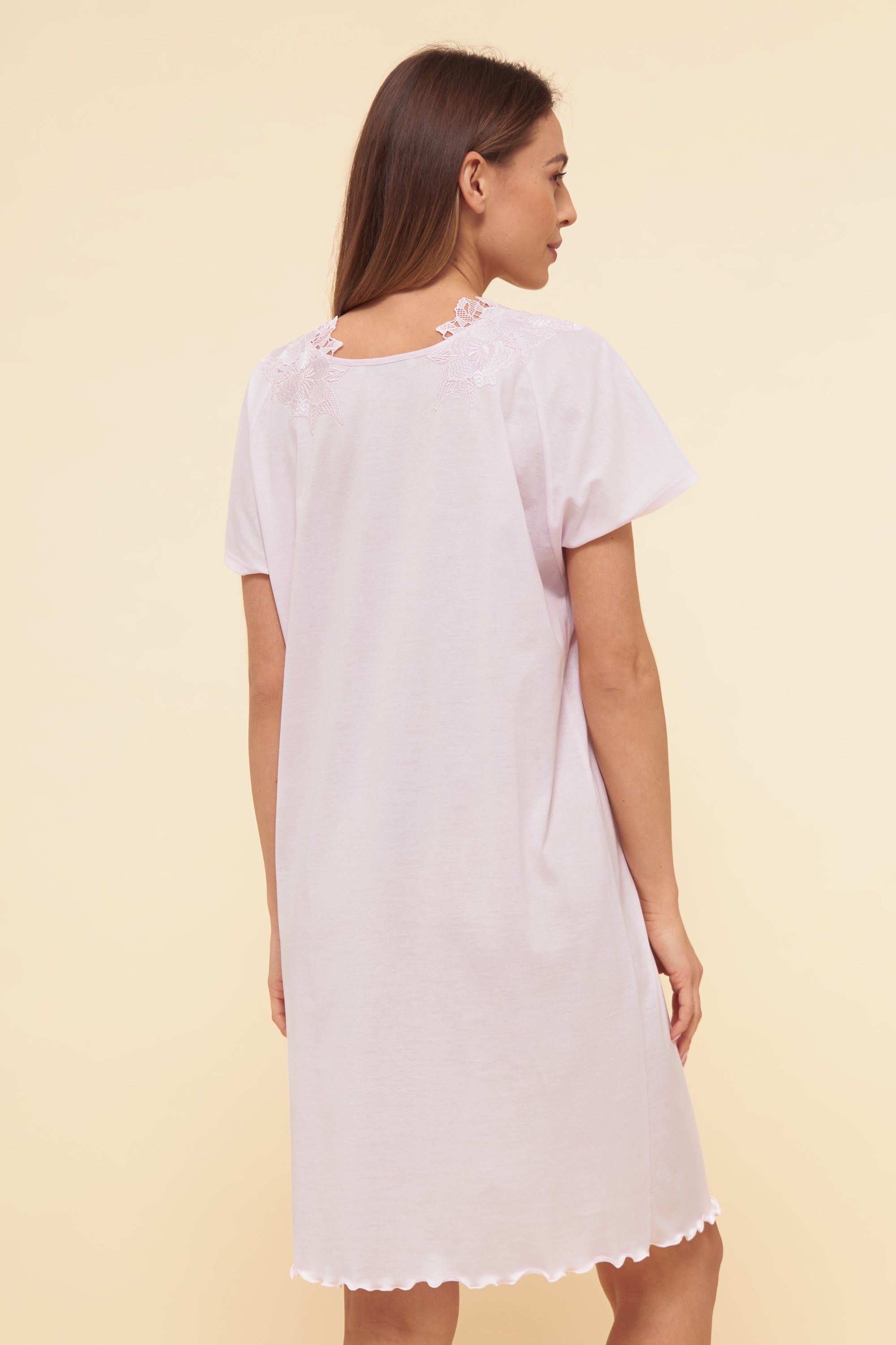 Feraud Night Dress, Overcut, Round Neck Romantic Lace (3884188) Rose