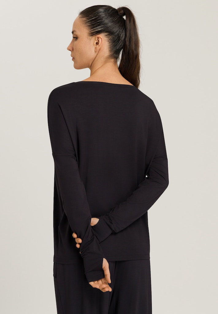 Hanro Basic Yoga Yoga L/Slv Shirt (078796) Black Beauty