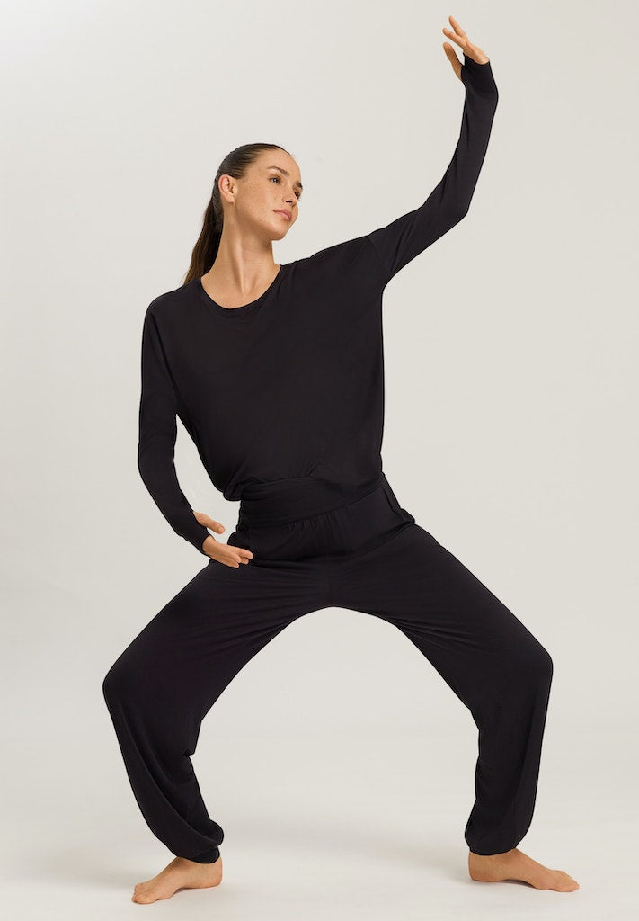 Hanro Basic Yoga Yoga L/Slv Shirt (078796) Black Beauty