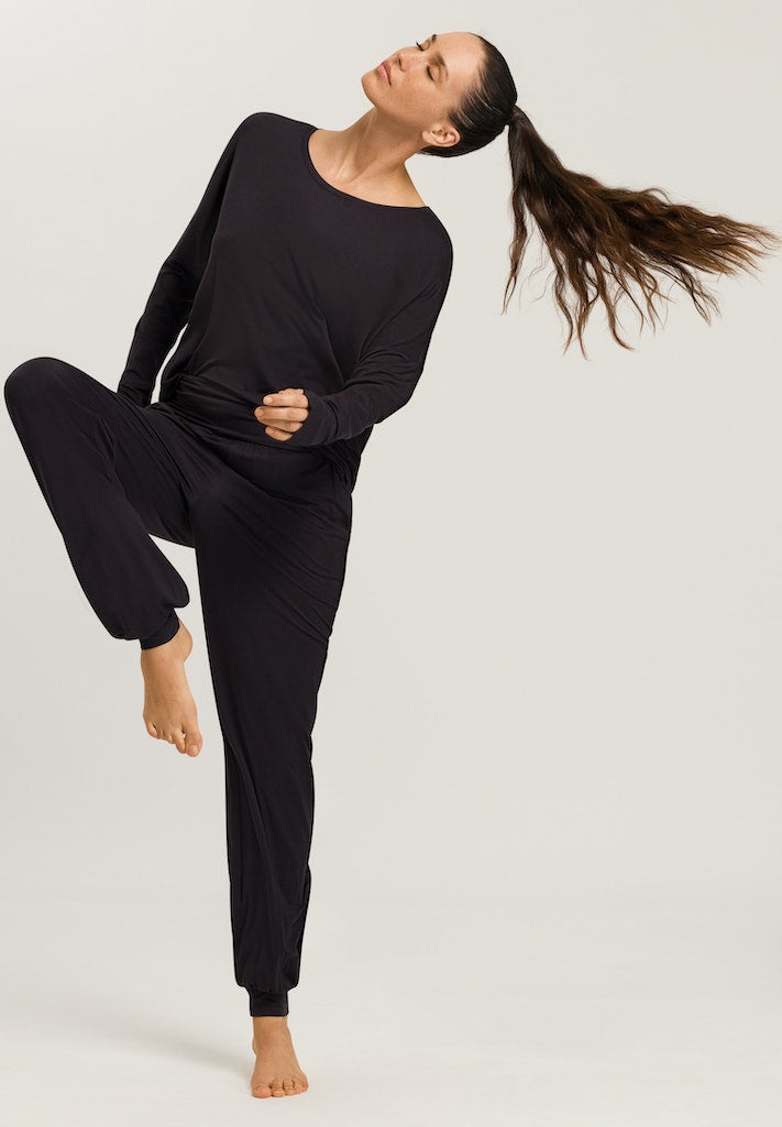 Hanro Basic Yoga Yoga L/Slv Shirt (078796) Black Beauty