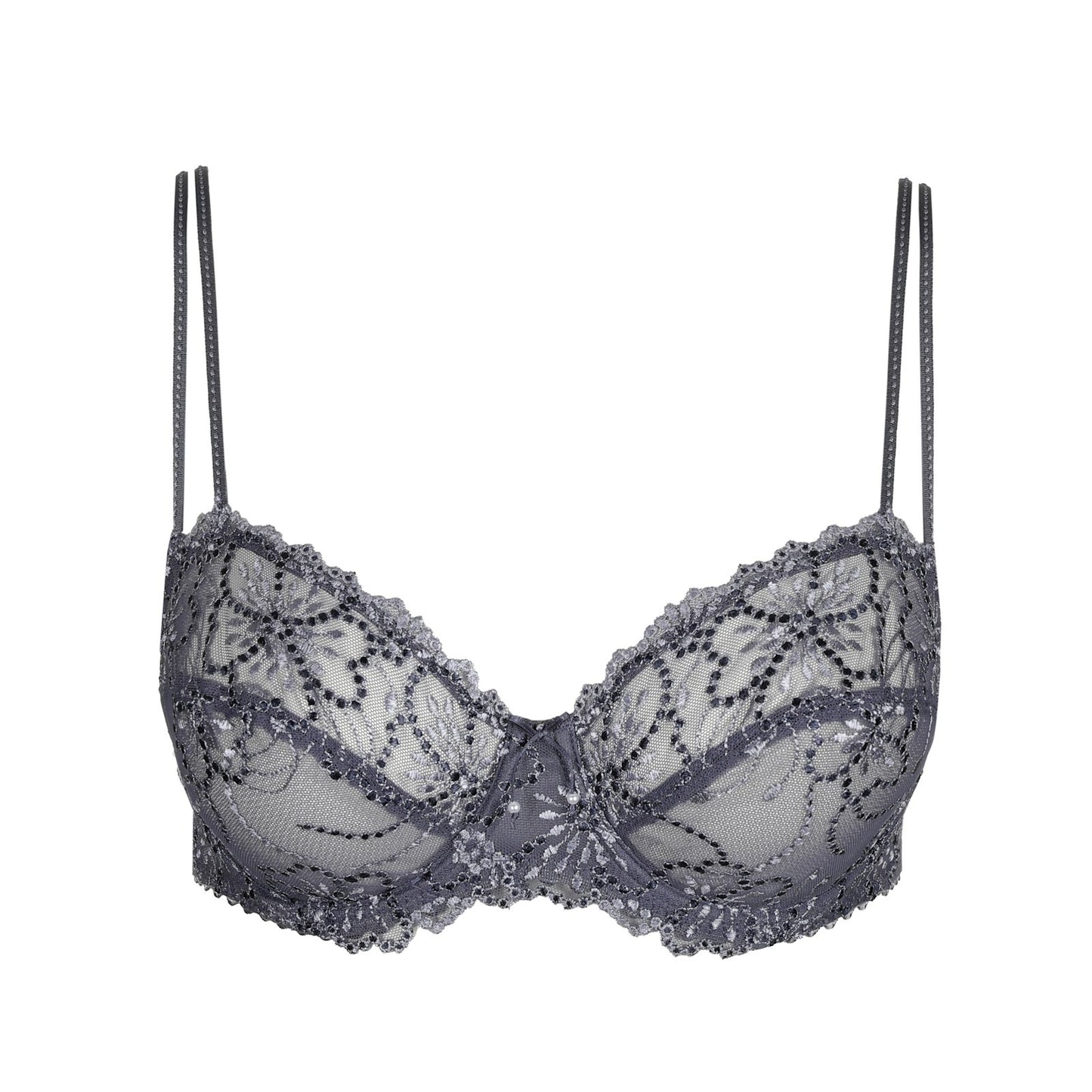 Marie Jo Jane Padded Balcony Bra detail view in Blue Shadow