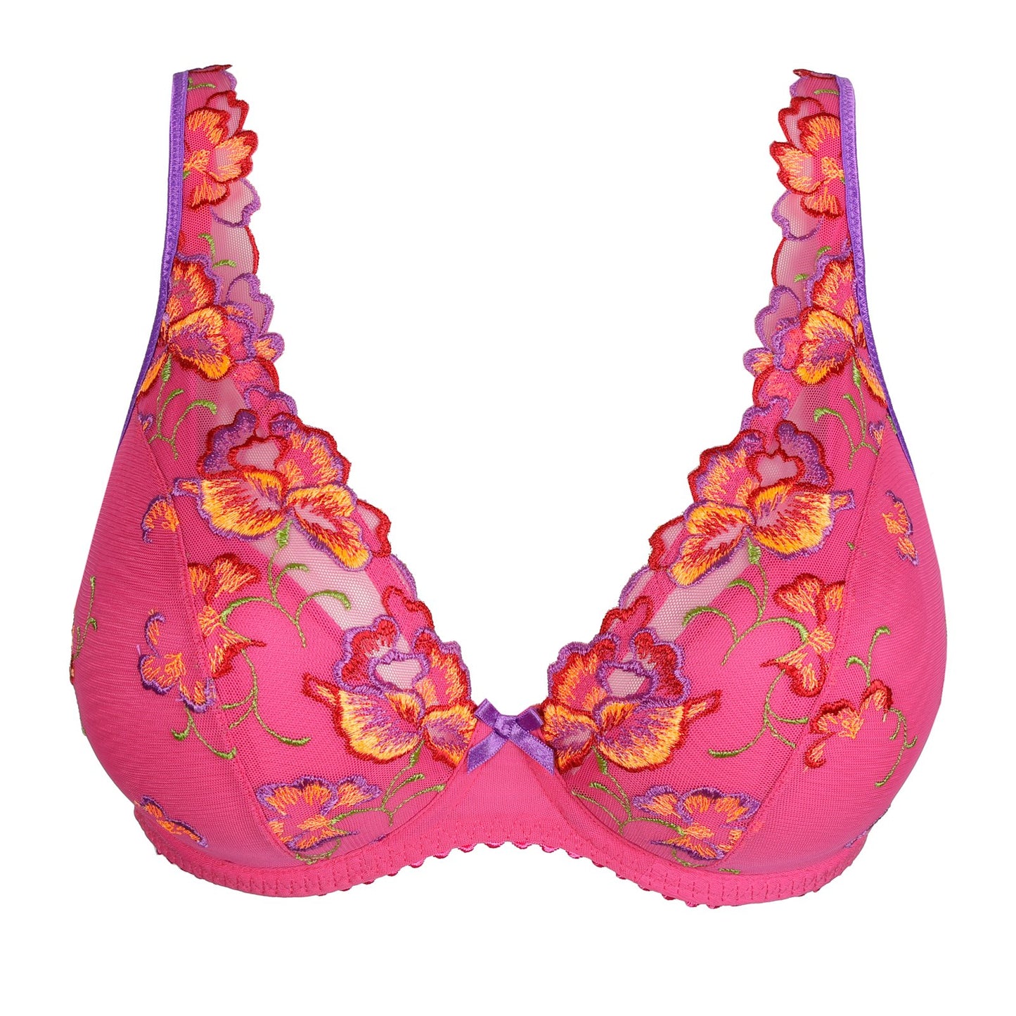 PrimaDonna Devdaha Padded Plunge Bra flat lay in Very Berry