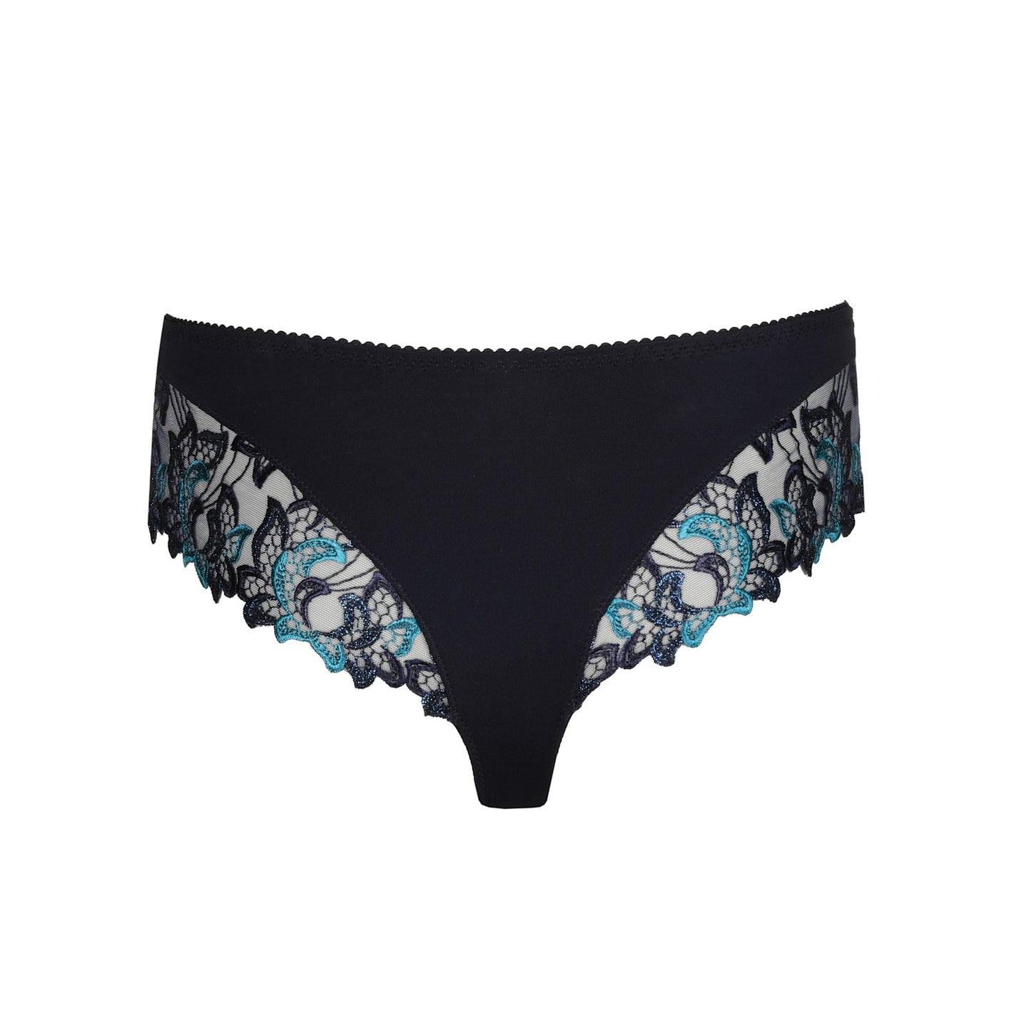 PrimaDonna Deauville Luxury Thong flat lay in Velvet Blue