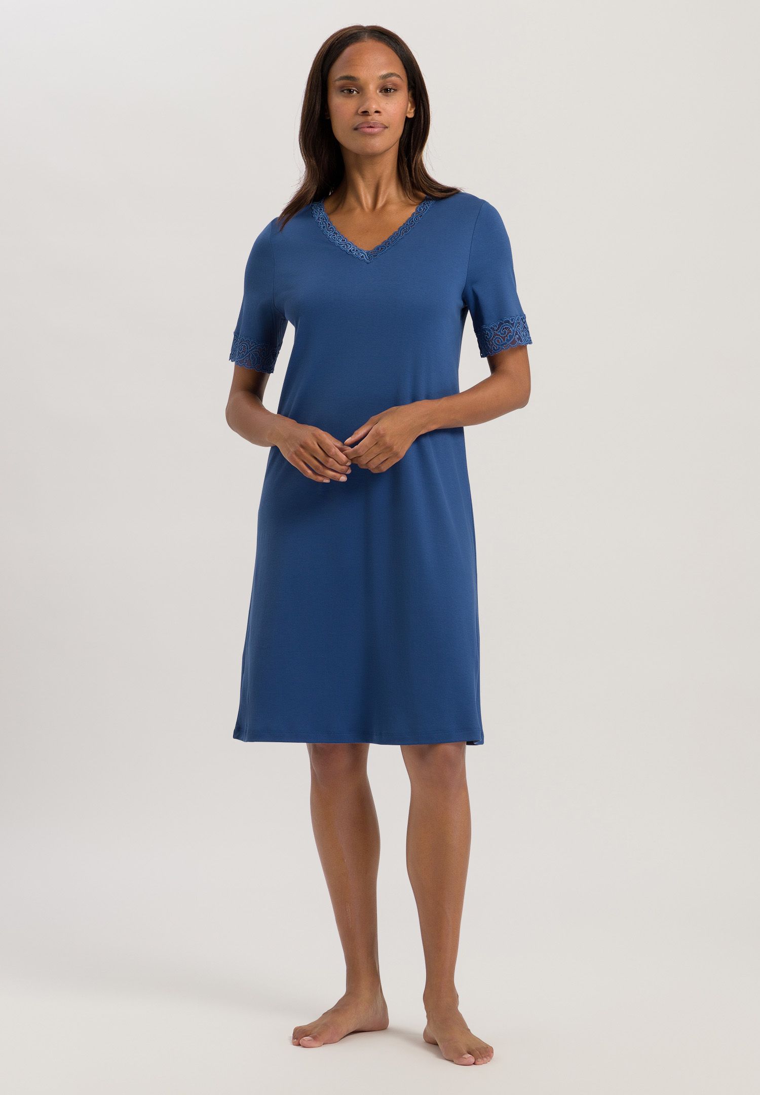 Hanro Basic Moments Nw Moments Nw S/Slv Nightdress 100 Cm (077040) White