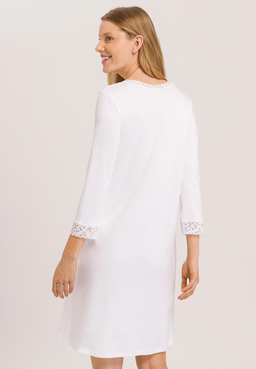 Hanro Basic Moments Nw Moments Nw 3/4 Slv Nightdress 100Cm (077162) White