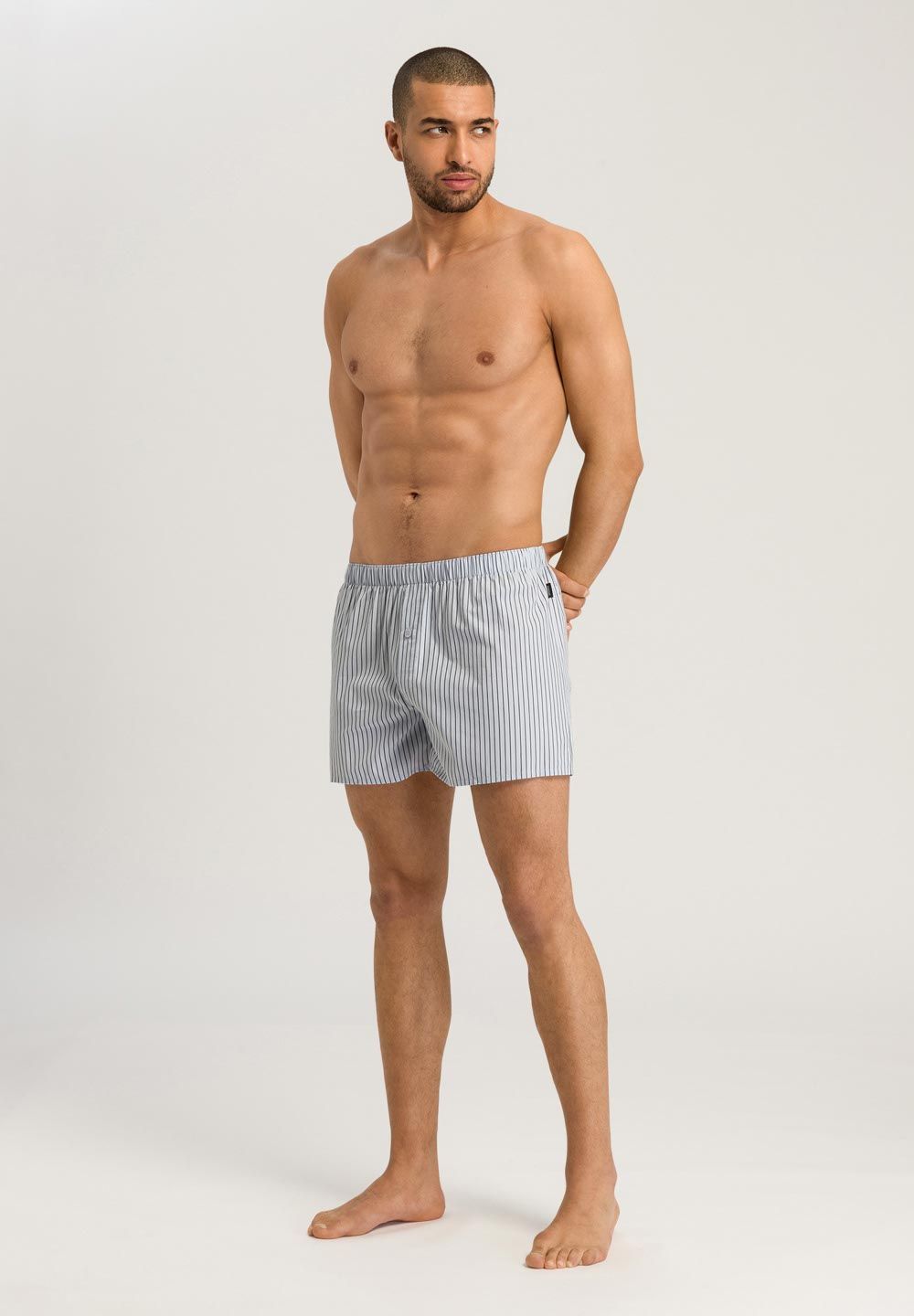 Hanro Basic Fancy Woven Fancy Woven Boxers (074013) Light Grey Stripe