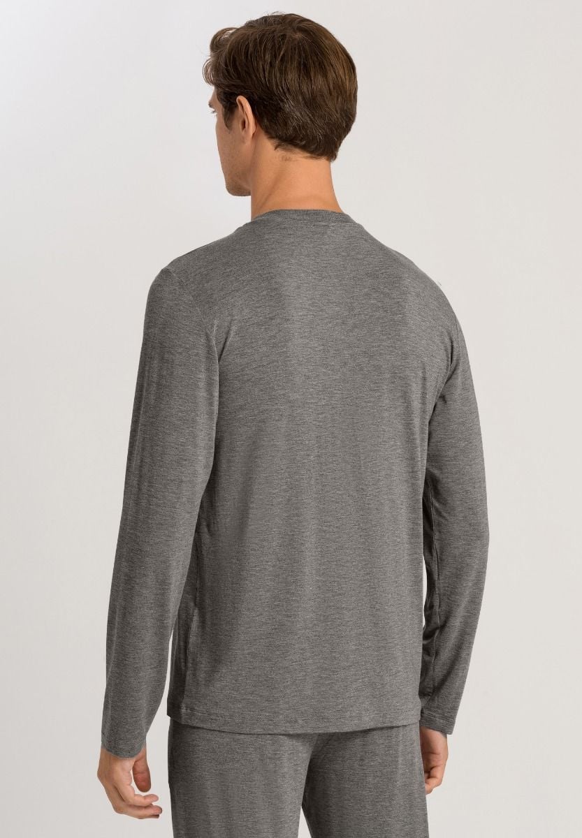 Hanro Basic Casuals L/Slv Shirt V-Neck (075036) Stone Melange