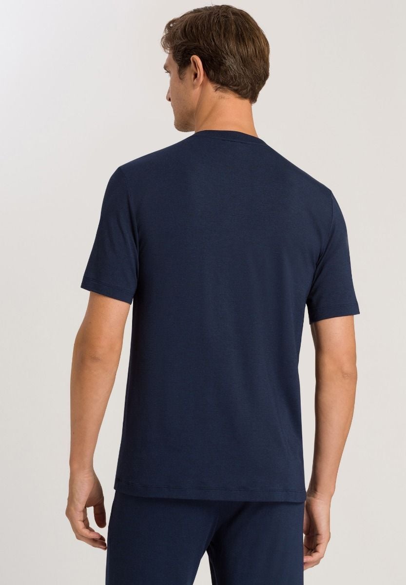 Hanro Basic Casuals S/Slv Shirt V-Neck (075035) Deep Navy
