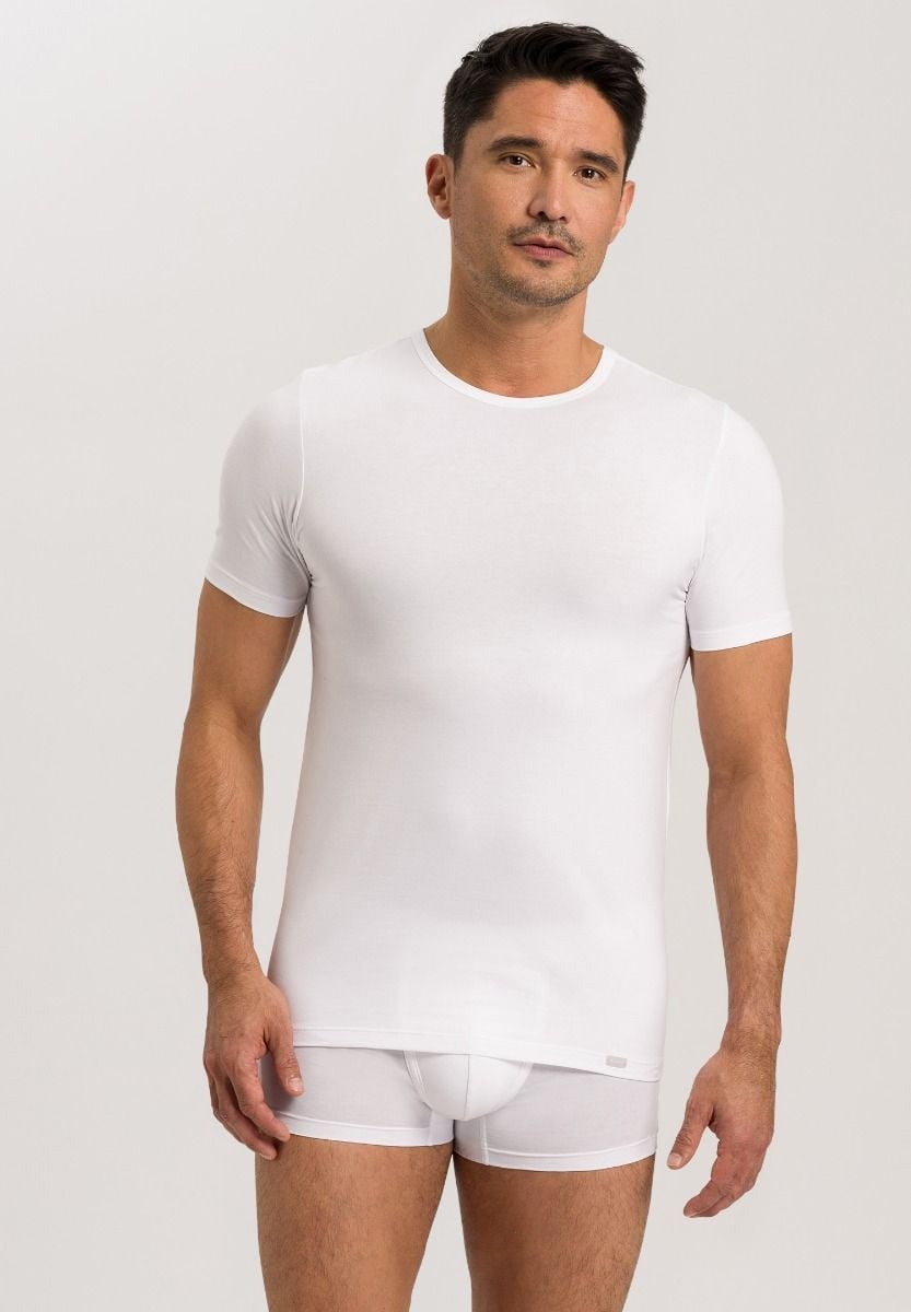 Hanro Basic Cotton Essentials Cotton Essentials Short Sleeve Shirts Twopack (073110) White