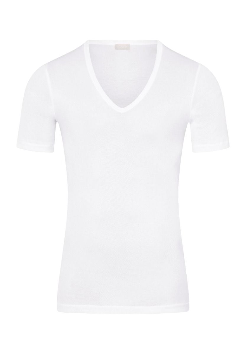 Hanro Basic Cotton Pure Cotton Pure S/Slv Shirt V-Neck (073665) White