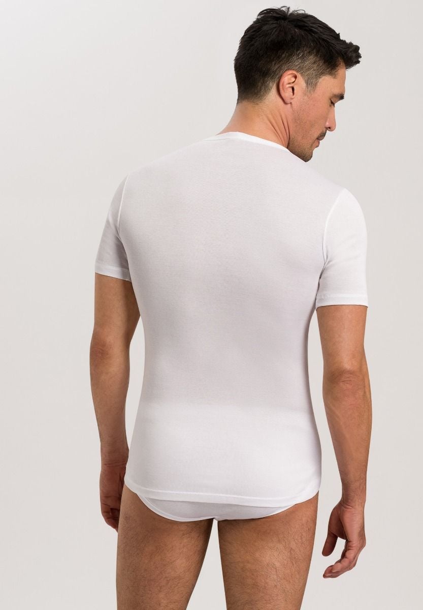 Hanro Basic Cotton Pure Cotton Pure S/Slv Shirt V-Neck (073665) White