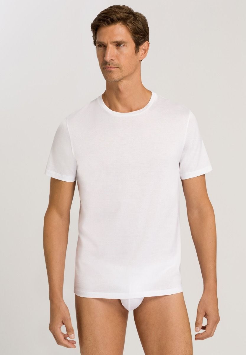 Hanro Basic Cotton Sporty Cotton Sporty Short Sleeve Shirt (073511) White