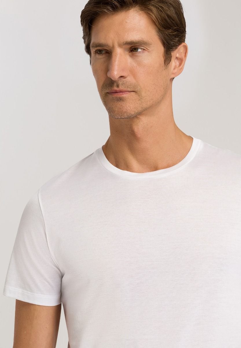 Hanro Basic Cotton Sporty Cotton Sporty Short Sleeve Shirt (073511) White