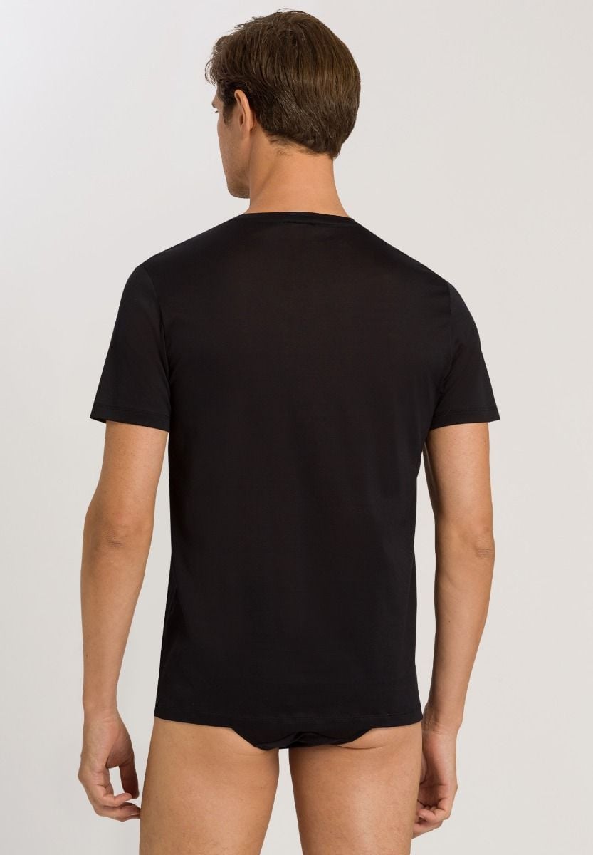 Hanro Basic Cotton Sporty Cotton Sporty Short Sleeve Shirt (073511) Black