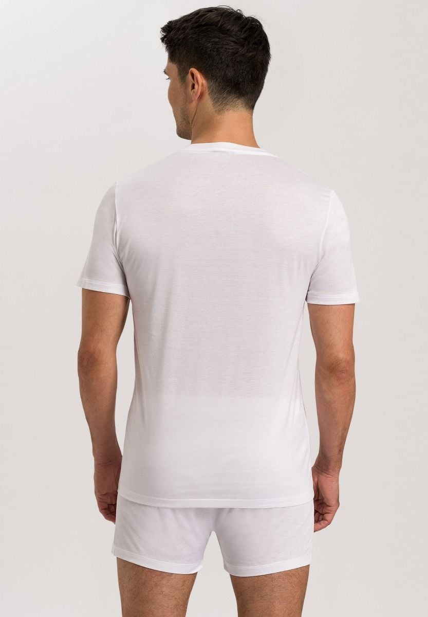Hanro Basic Cotton Sporty Cotton Sporty S/Slv Shirt V-Neck (073510) White