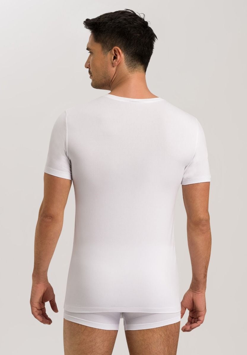 Hanro Basic Cotton Superior Cotton Superior S/Slv Shirt V-Neck (073089) White