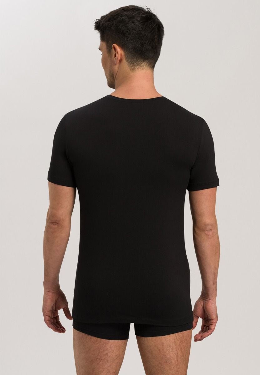 Hanro Basic Cotton Superior Cotton Superior S/Slv Shirt V-Neck (073089) Black
