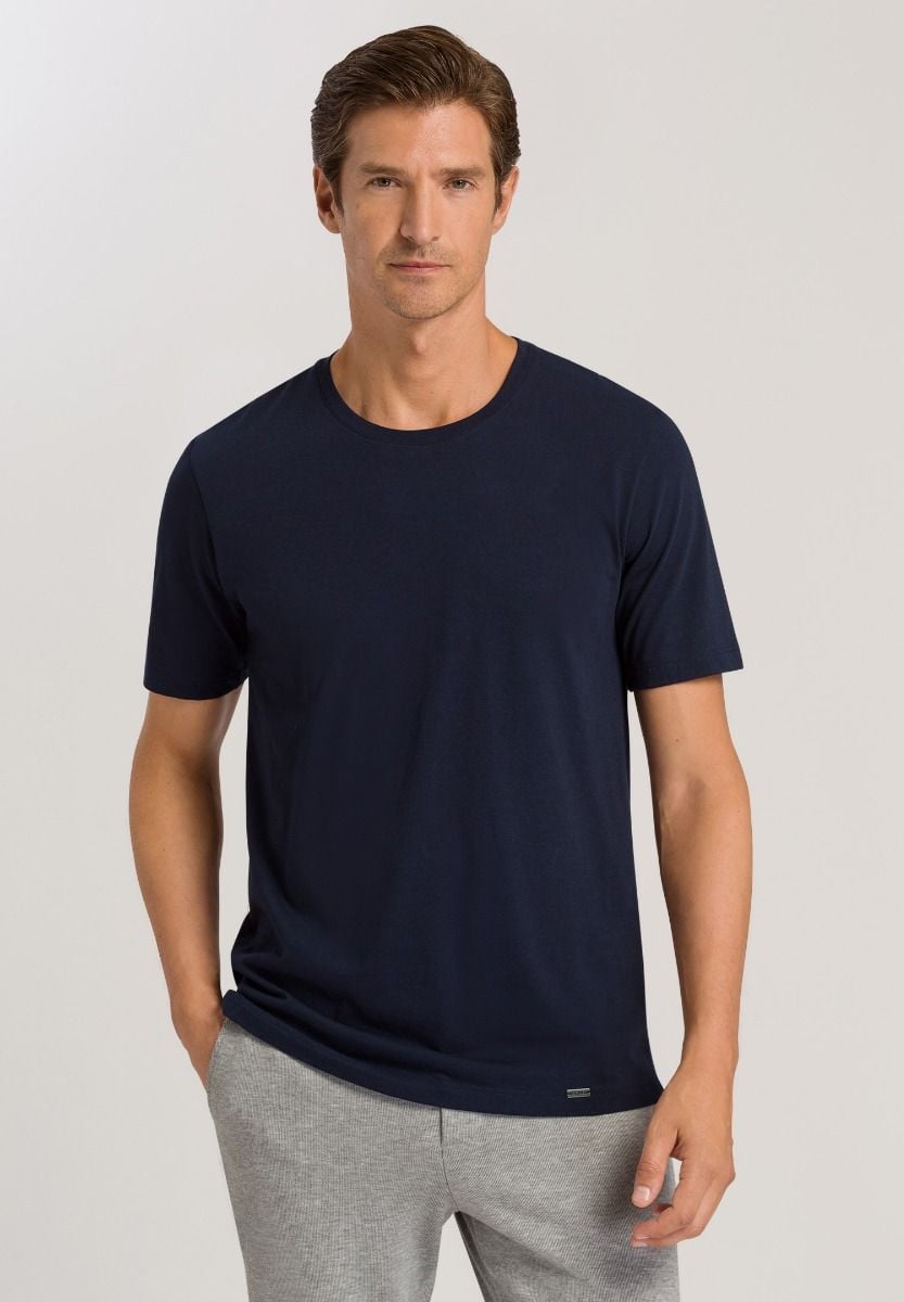 Hanro Basic Living Shirts Living Shirts Short Sleeve Shirt (075050) Deep Navy