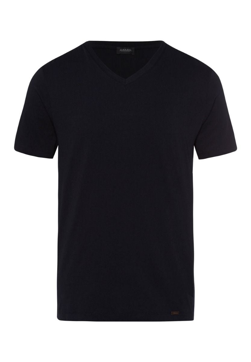 Hanro Basic Living Shirts Living Shirts S/Slv Shirt V-Neck (075051) Black