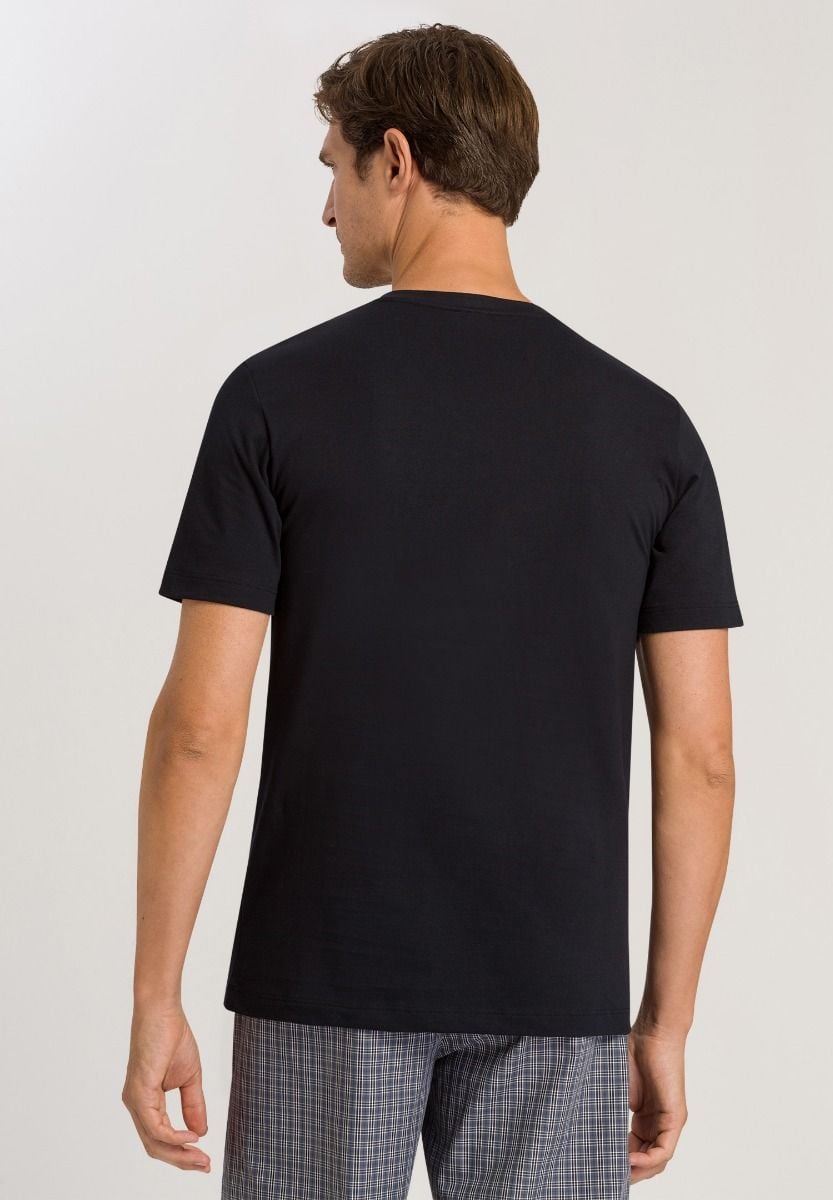 Hanro Basic Living Shirts Living Shirts S/Slv Shirt V-Neck (075051) Black