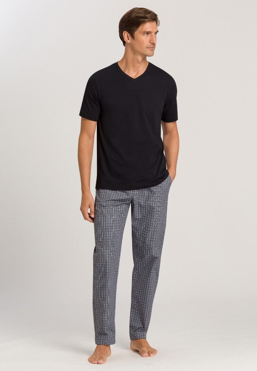 Hanro Basic Living Shirts Living Shirts S/Slv Shirt V-Neck (075051) Black