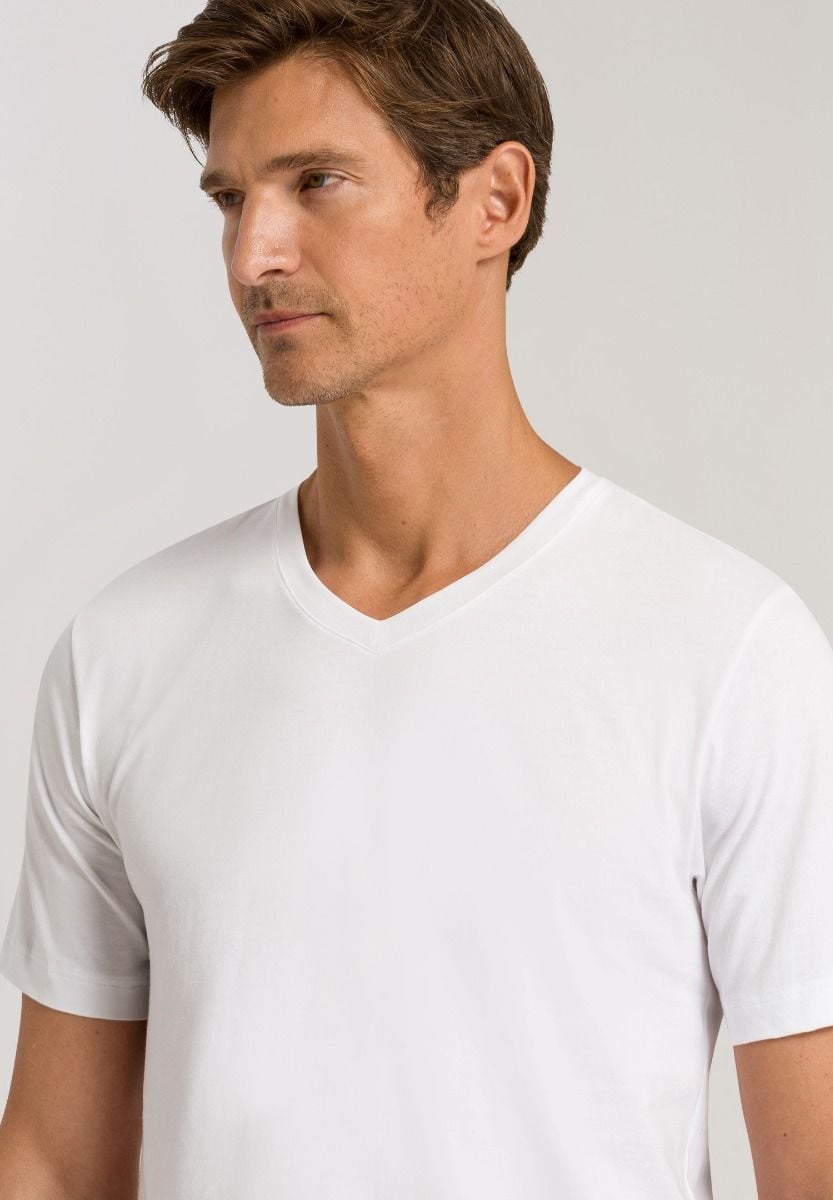 Hanro Basic Living Shirts Living Shirts S/Slv Shirt V-Neck (075051) White