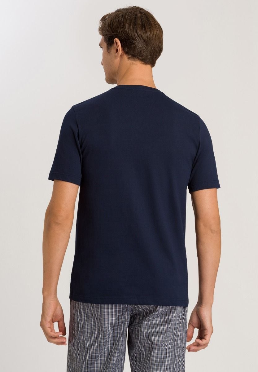 Hanro Basic Living Shirts Living Shirts S/Slv Shirt V-Neck (075051) Deep Navy