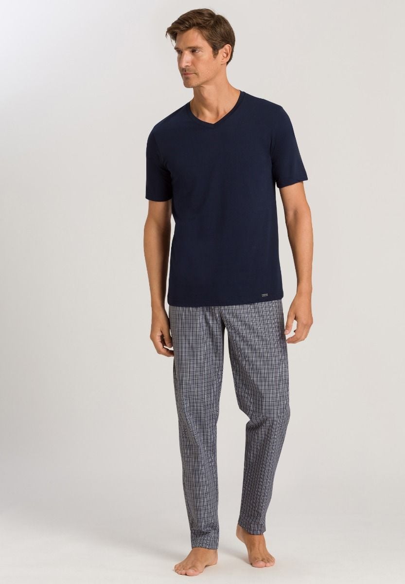 Hanro Basic Living Shirts Living Shirts S/Slv Shirt V-Neck (075051) Deep Navy