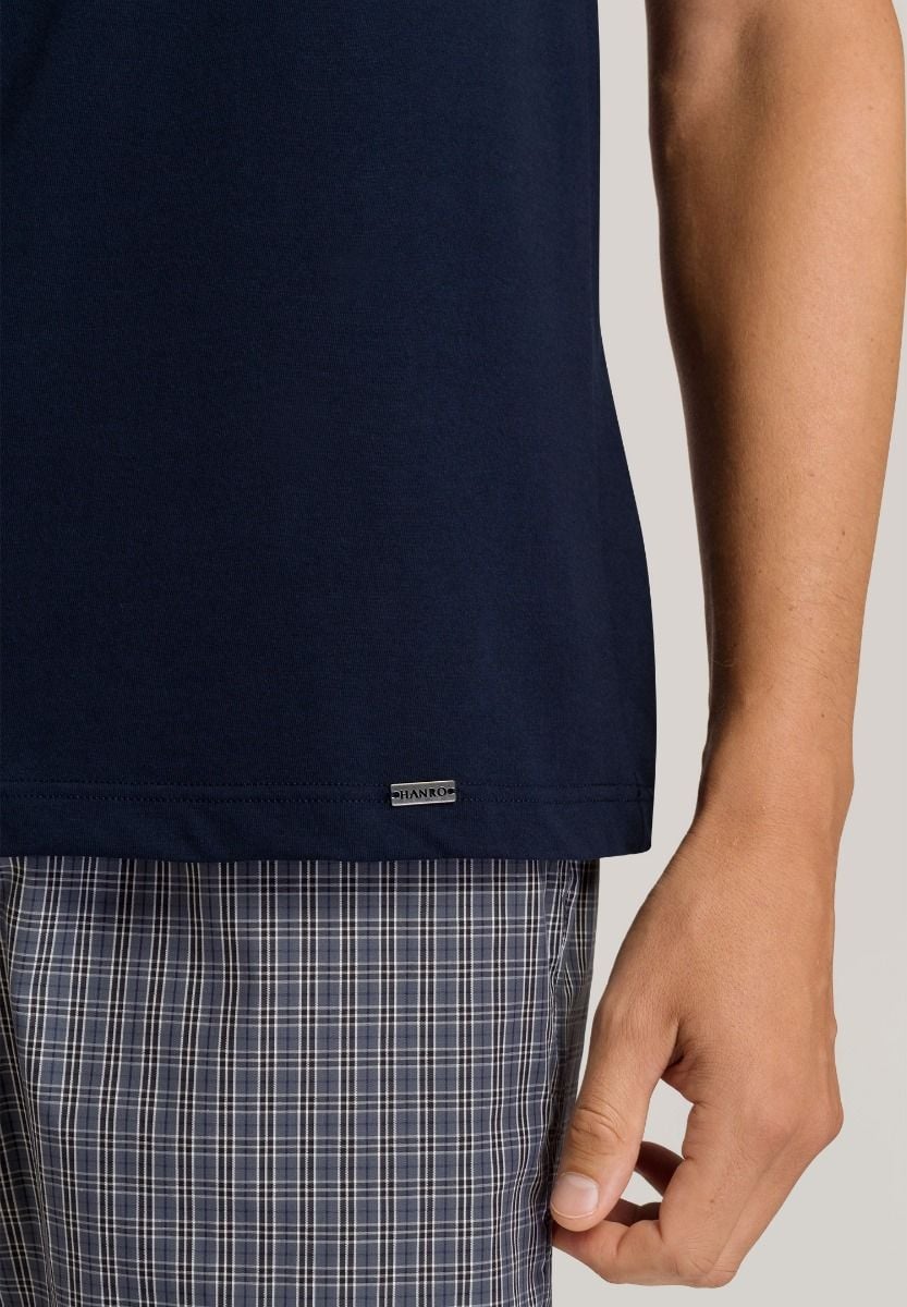 Hanro Basic Living Shirts Living Shirts S/Slv Shirt V-Neck (075051) Deep Navy
